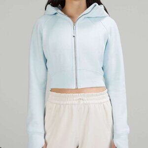 Lululemon Cropped Scuba Hoodie Size 10 Light Blue Full Zip Womens